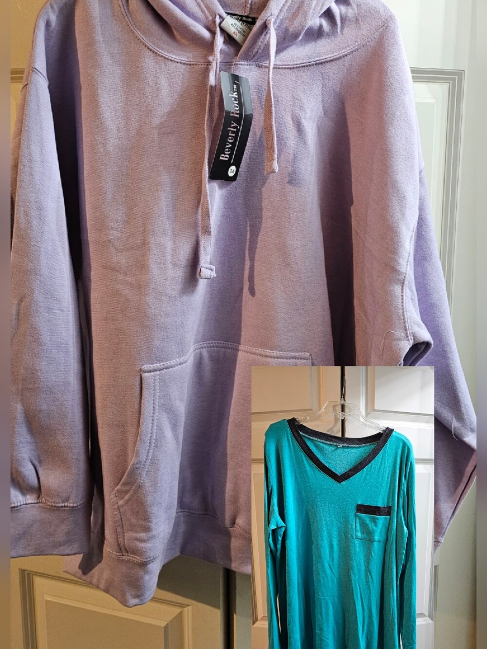 Set Of 2! Everly Lavender Pullover NWT And Teal Long Sleeve tee 3xl.